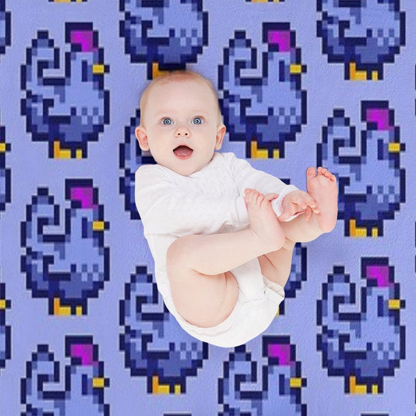Blue Chicken Stardew Valley Plush Throw Blanket
