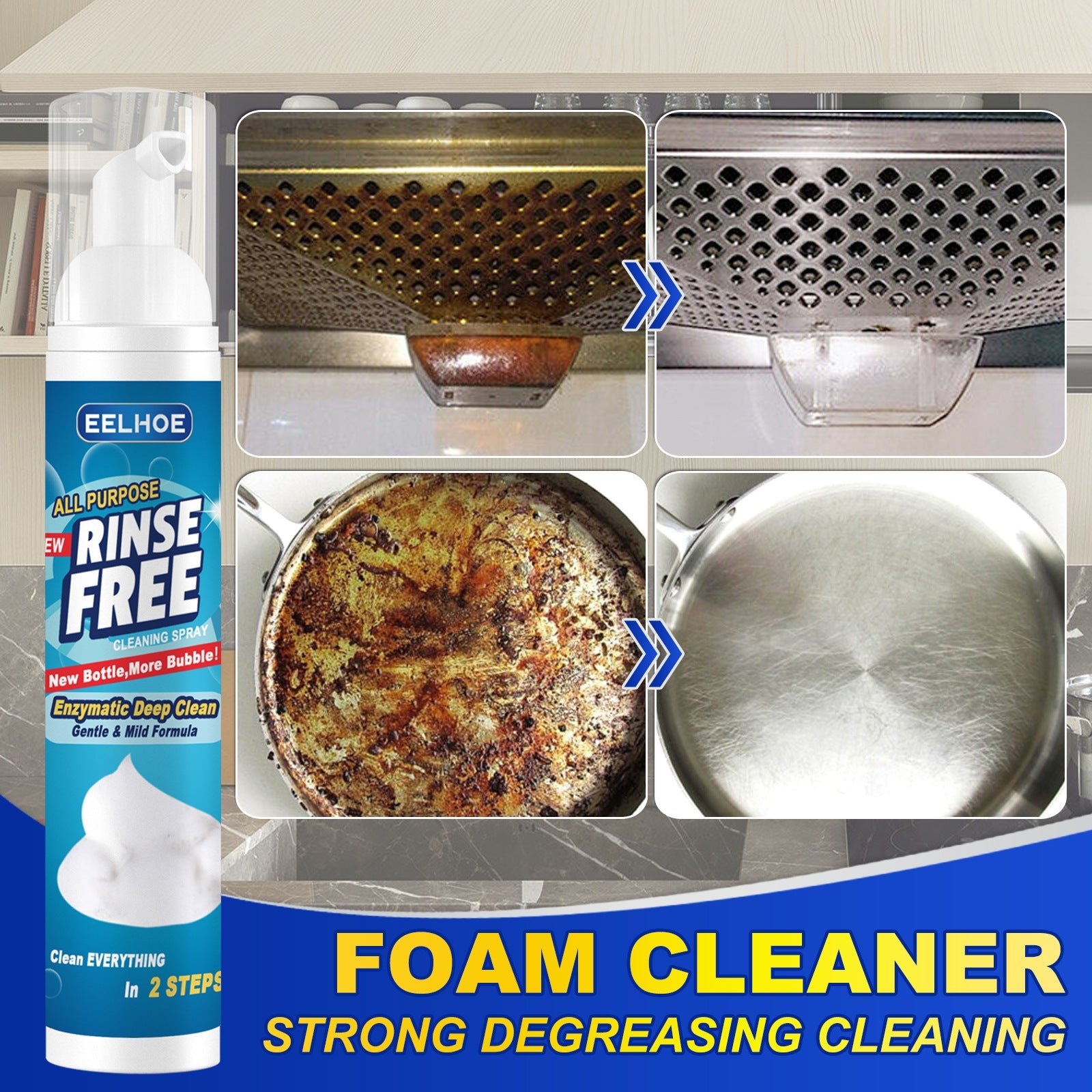 Heavy Grease Kitchen Foam Cleaner, Multi-Purpose Stove Hood To Remove Rust Stains Kitchen Utensils Oil Stains