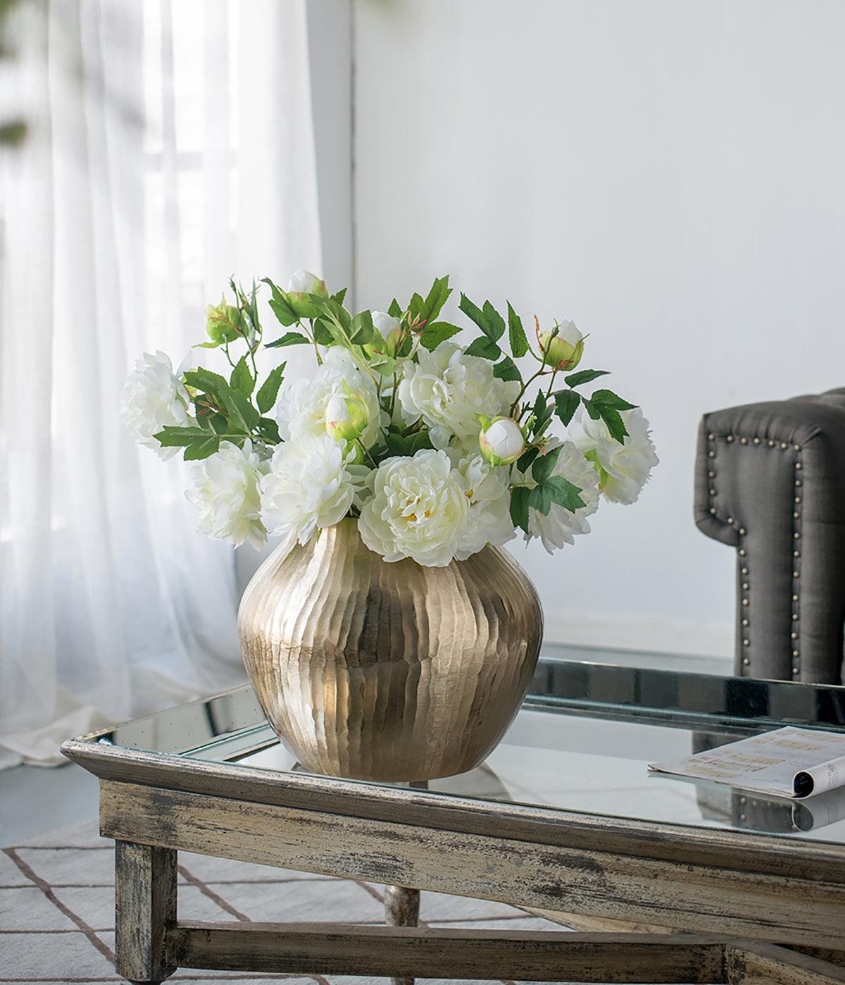 Gold Aluminum Metallic Decorative Vase