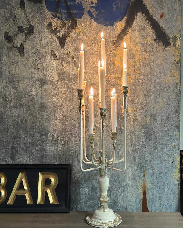 White 13-Candle Iron Candelabra