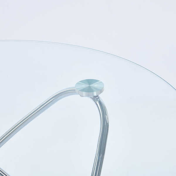 Modern Metal-Leg Dining Table with Tempered Glass Top, Space-Saving Kitchen Table