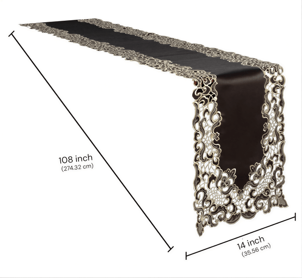 Black Gold Table Runner – Noir Luxe, 14x108 Inch