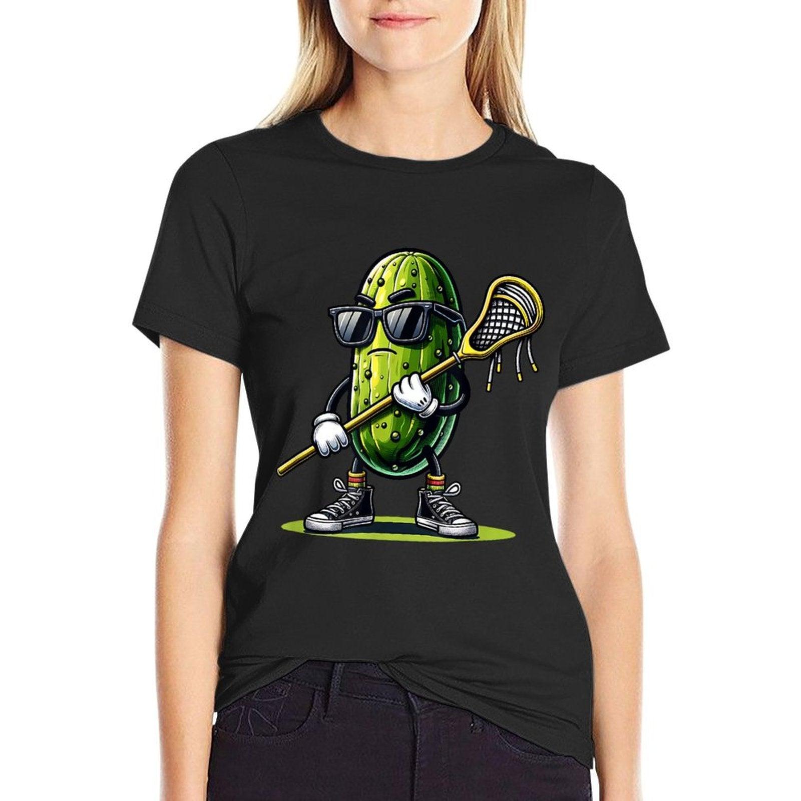 Pickle Playing Lacrosse Funny Sports Trendy For Boys T-Shirt