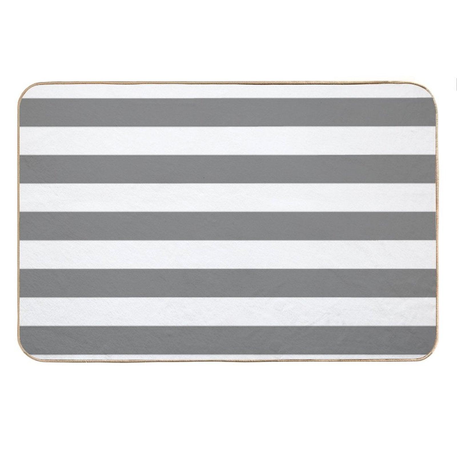 GRAY AND WHITE STRIPES Bath Mat