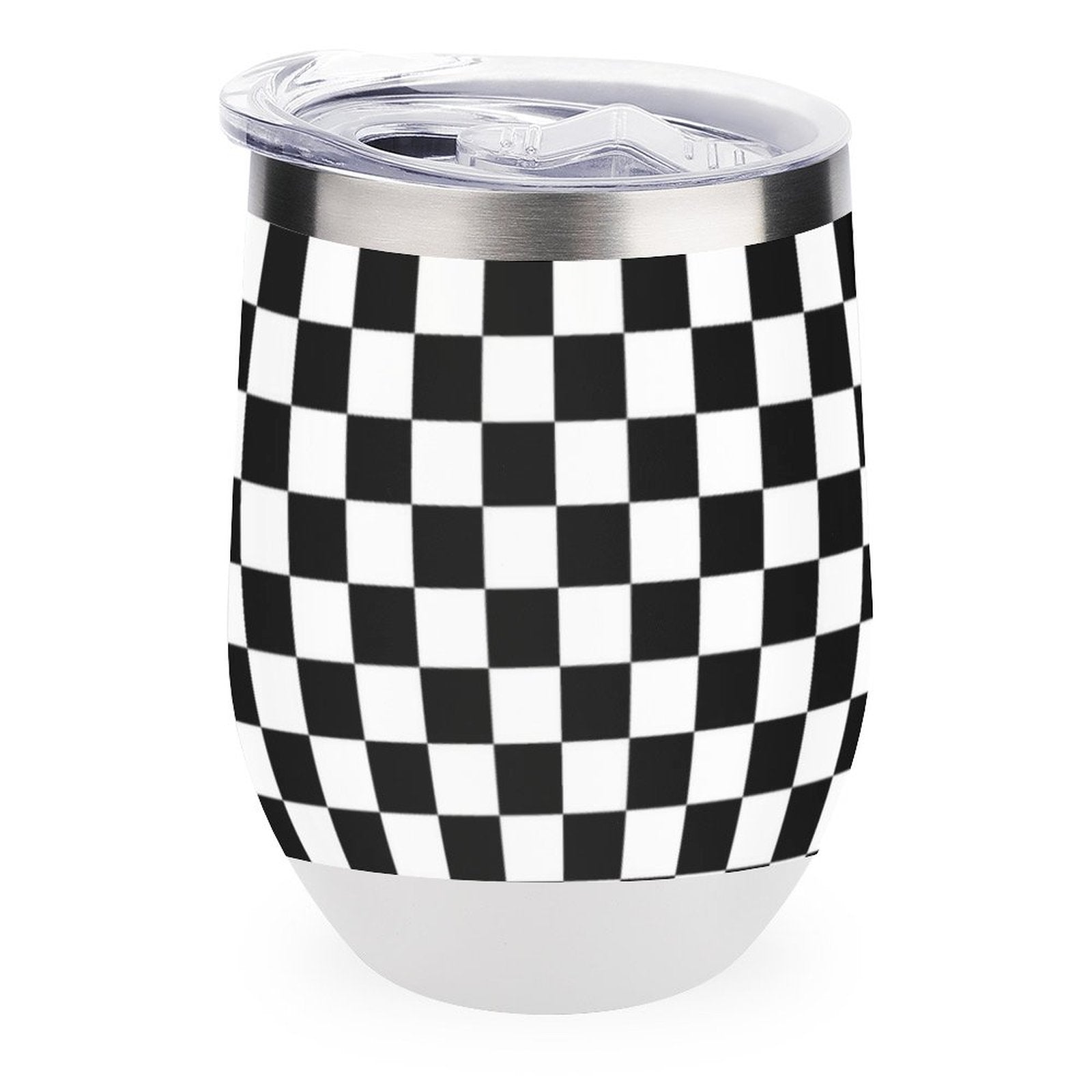 Black and White Wine Tumbler with Lid