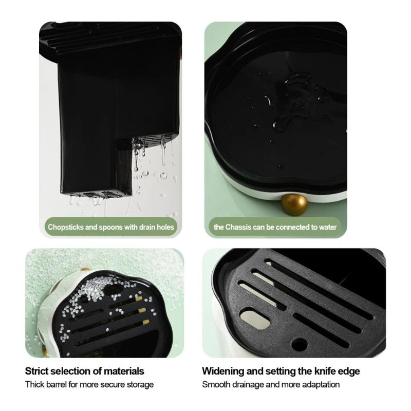 Rotating Knife Holder, Petal Shaped, 360 Degree Rotating, Large Capacity Chopsticks, Knife Holder, Kitchen Supplies Storage Rack