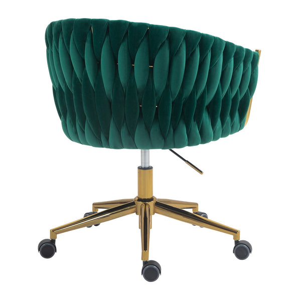 Modern design with wheels and a hand woven dressing chair with adjustable 360 ° rotation height (green)