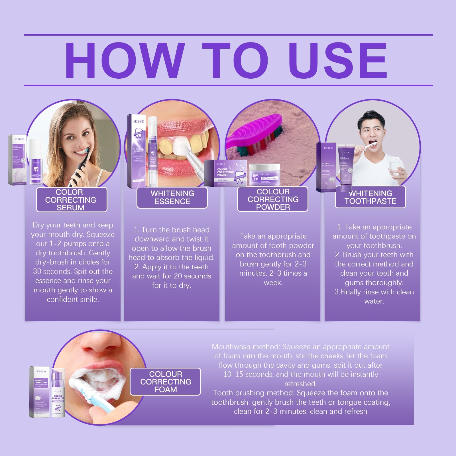 Purple Toned Teeth Set Clean Teeth Fresh Breath Care Mouth Clean Mouth Care