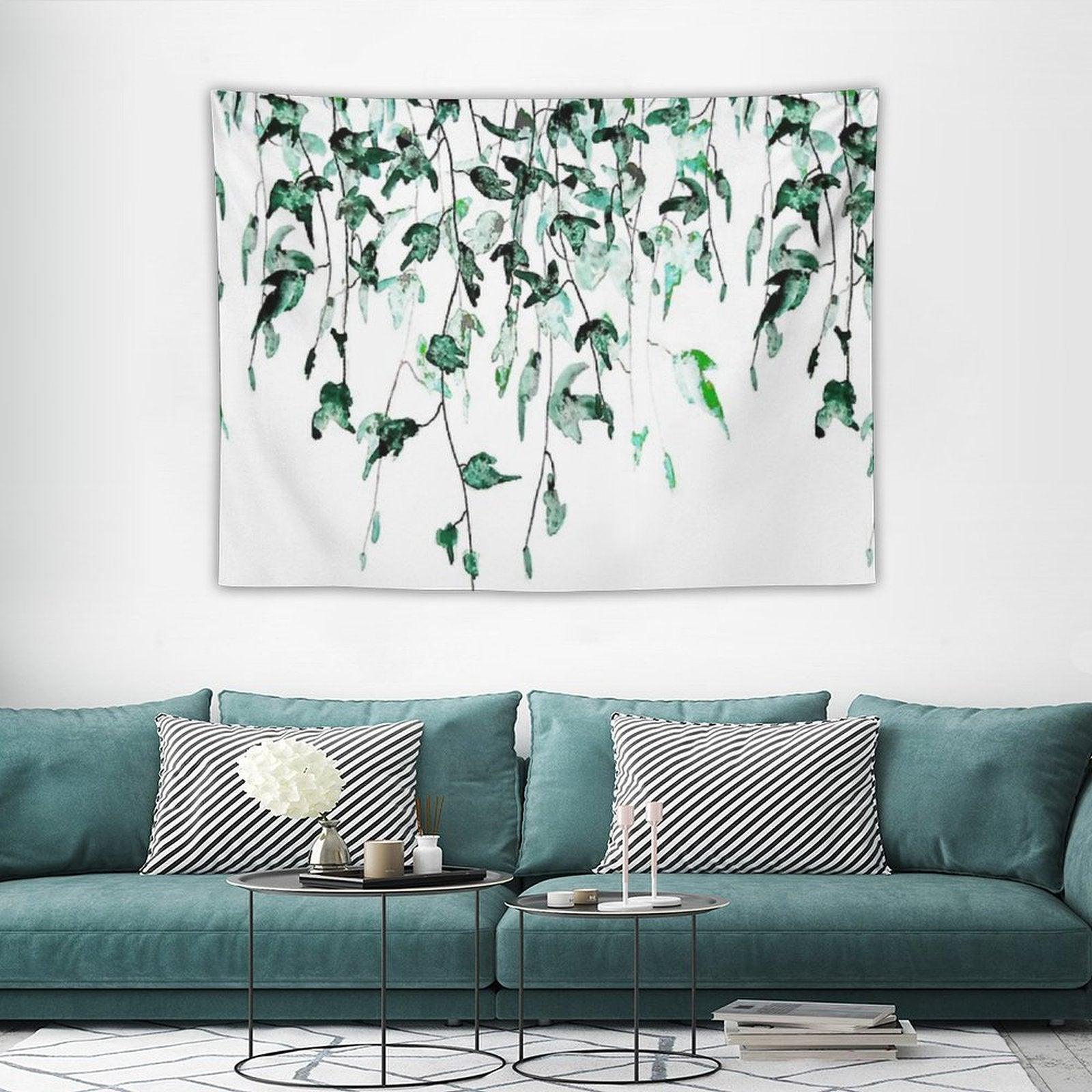 Hand Painted Ivy on The Wall Watercolor Tapestry