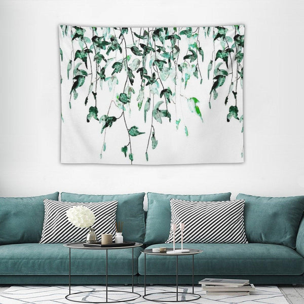Hand Painted Ivy on The Wall Watercolor Tapestry