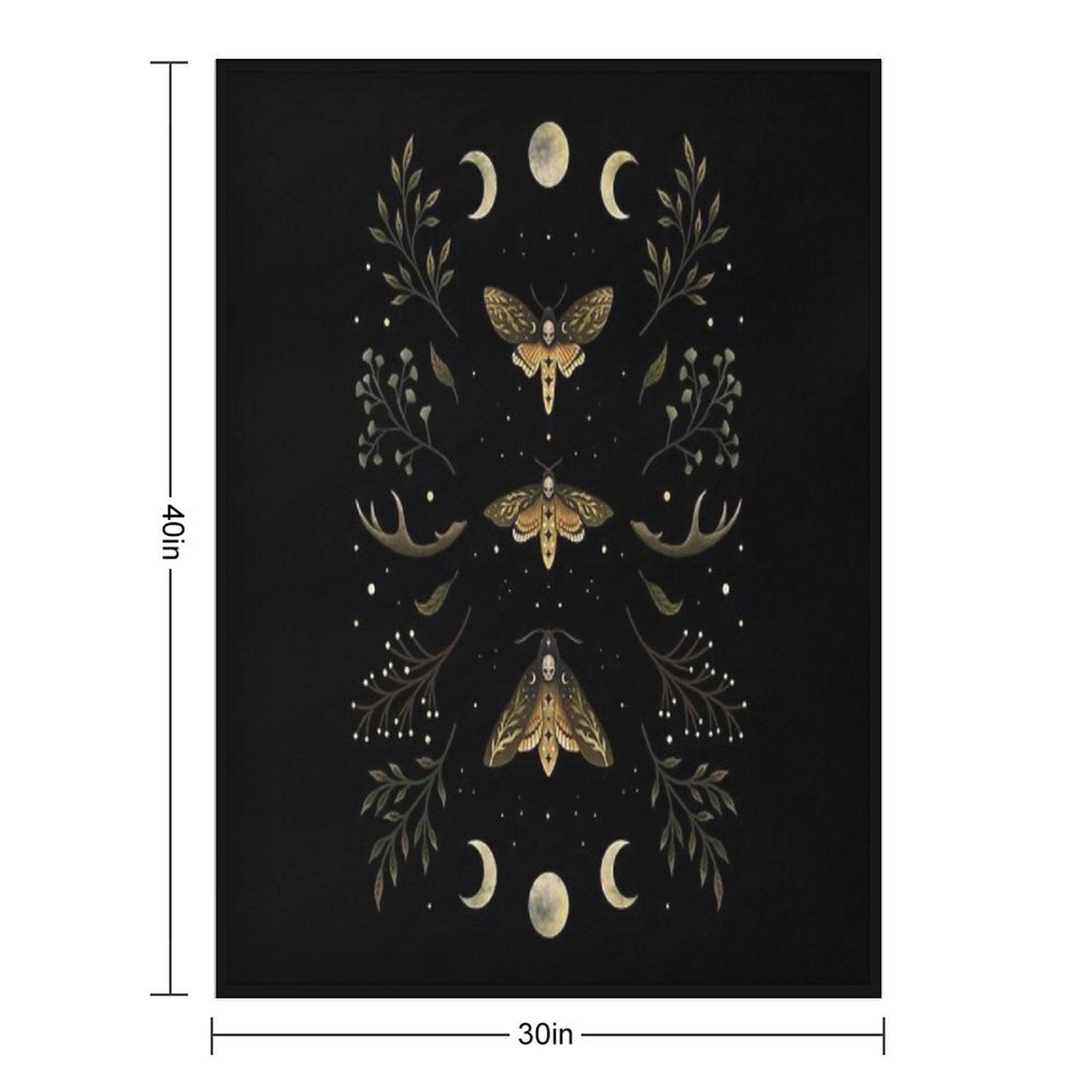 Death Head Moths Night Throw Blanket