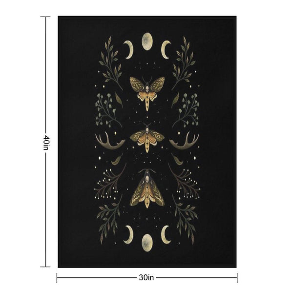 Death Head Moths Night Throw Blanket
