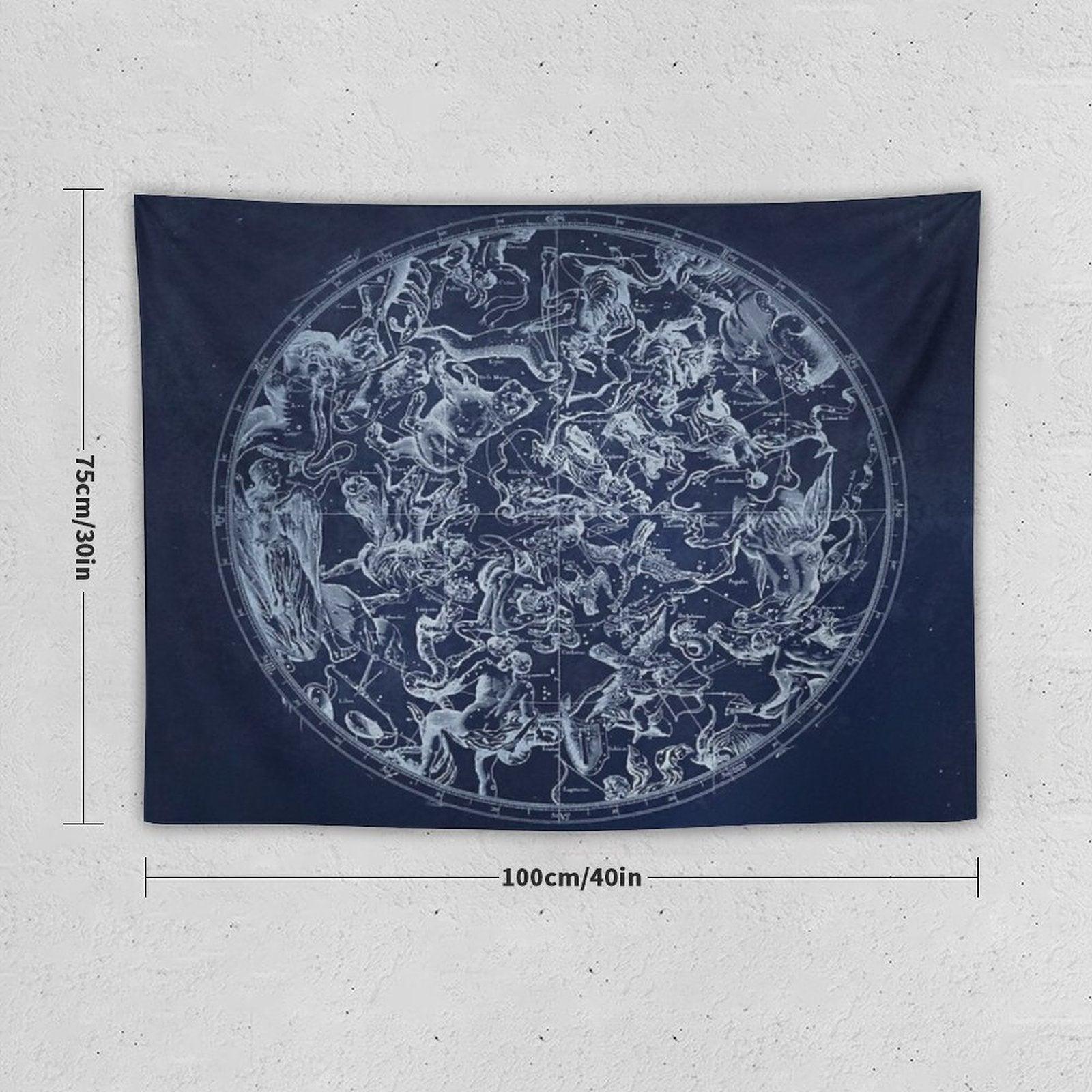 Vintage Constellations & Astrological Signs  White Tapestry