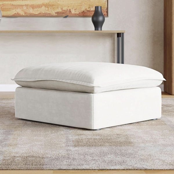 White Hemp Velvet Ottoman Footstool Removable Covers