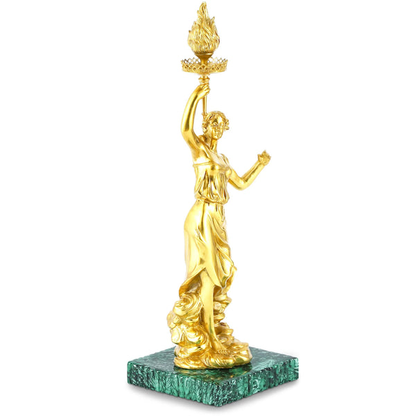 DECOELEVEN ™ Bronze Statue of Woman With a Torch