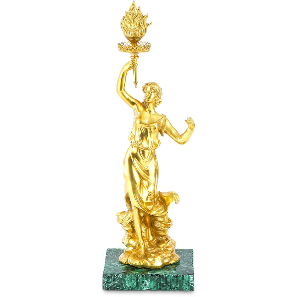 DECOELEVEN ™ Bronze Statue of Woman With a Torch