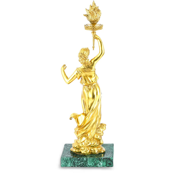 DECOELEVEN ™ Bronze Statue of Woman With a Torch
