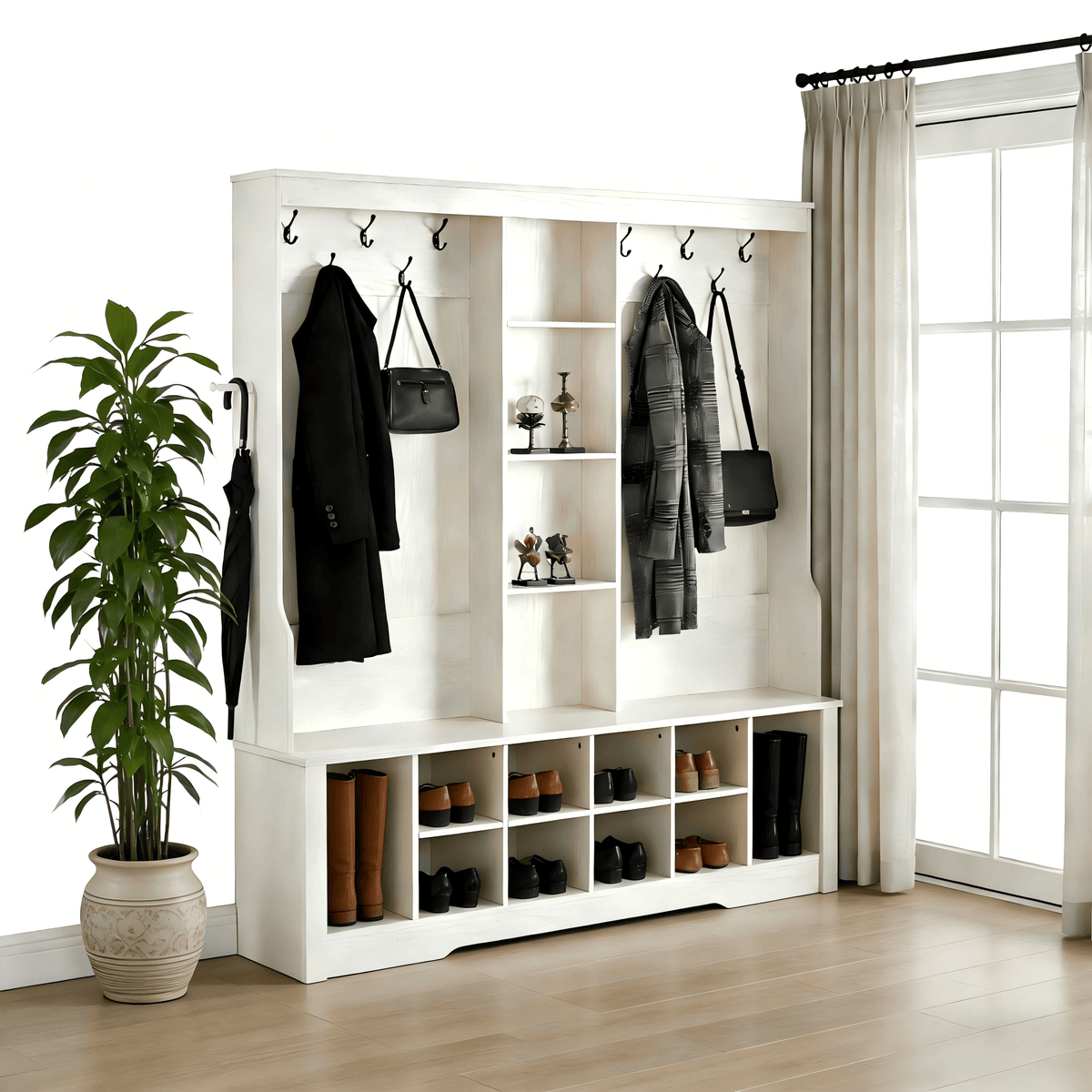 Itaar Hall Tree with Bench and Shoe Storage