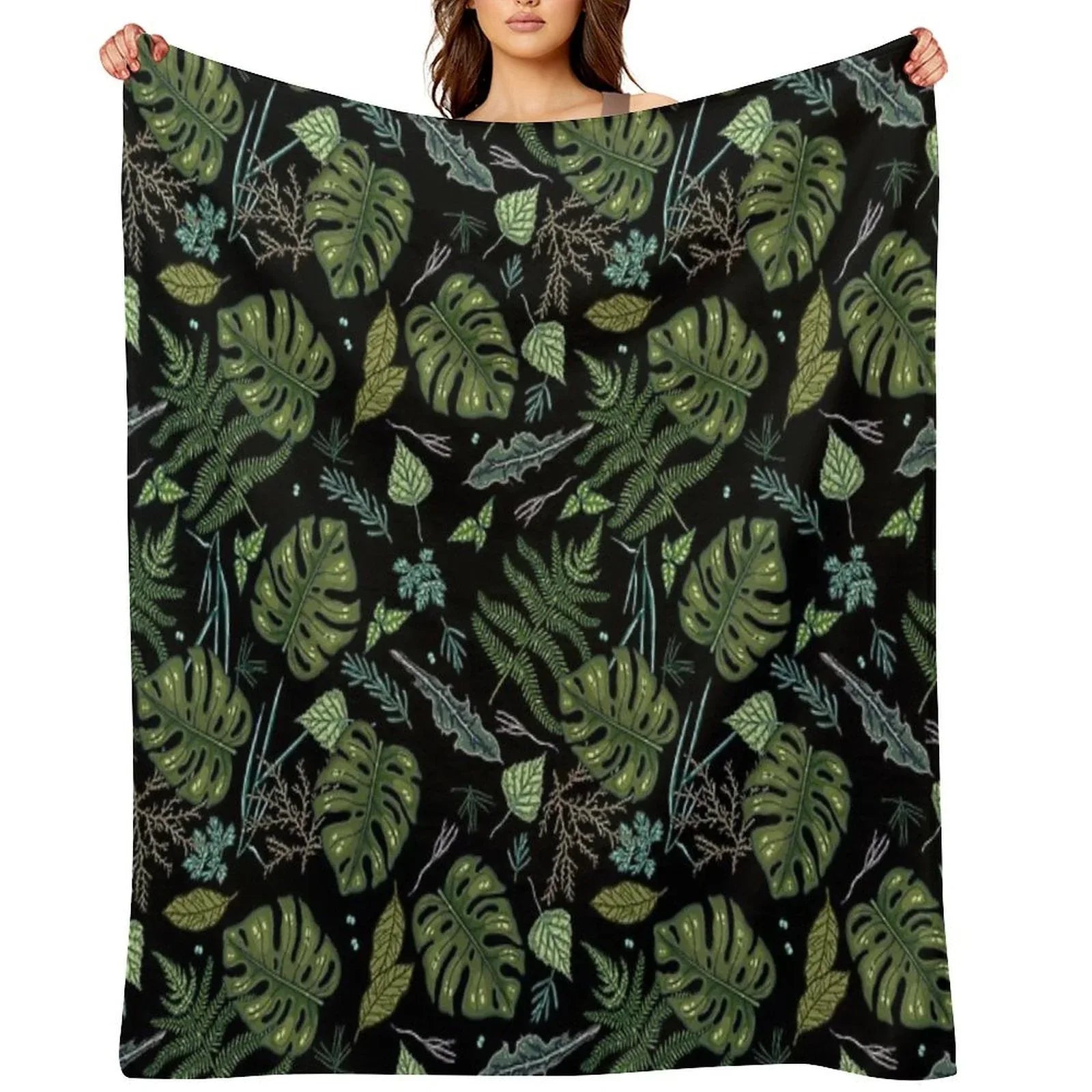 Green Summer Jungle Throw Blanket