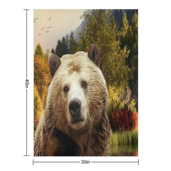 Brown Bear And Forest Sustainable Throw Blanket