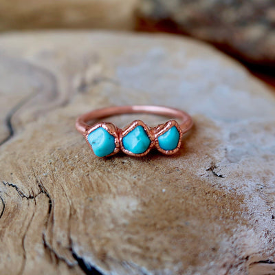 Raw Turquoise Ring – Grounded Confidence Healing Aura | By Blackbird & Sage