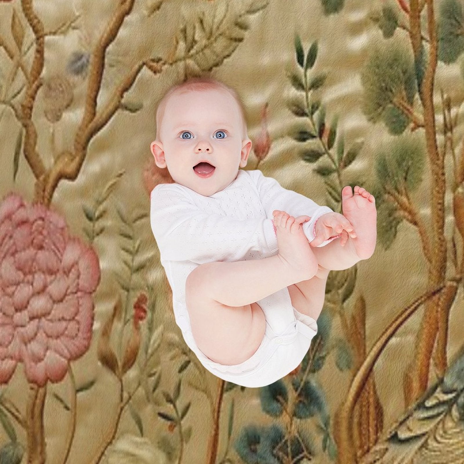 Silk Floral Birds Carpet Throw Blanket BionZax