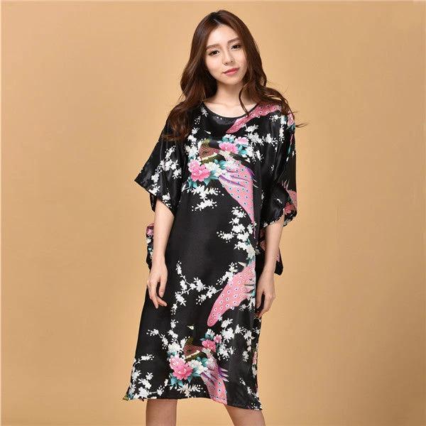 Printed peacock plus size nightdress