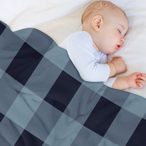 Turquoise And Navy Buffalo Plaid Premium Throw Blanket