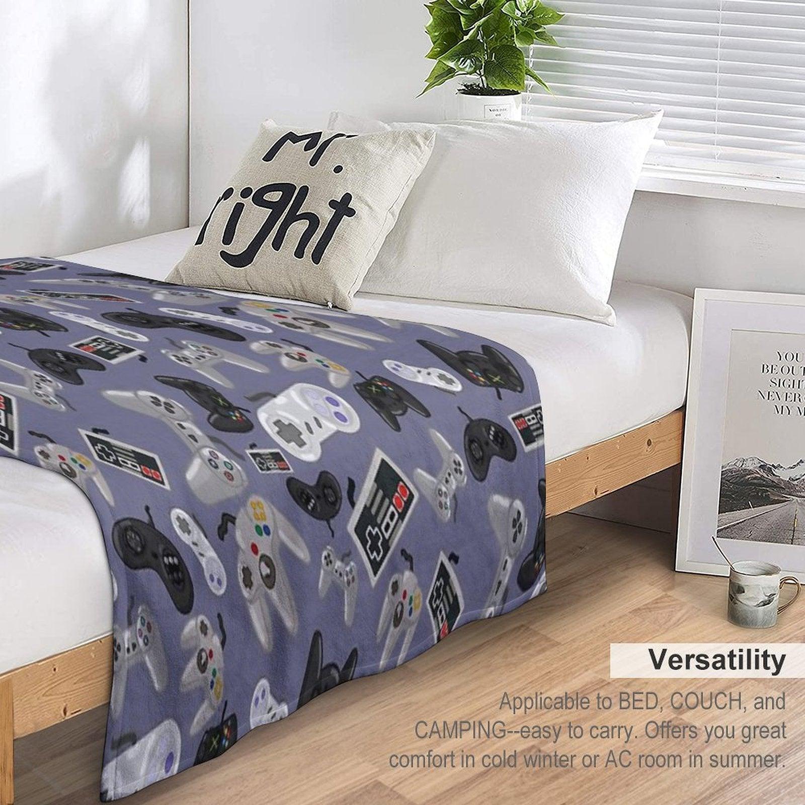 Old School Video Game Controllers - Repeating Pattern Throw Blanket