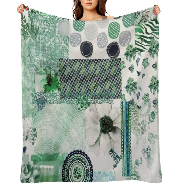 Floreal Patchwork-like Pattern Compact Throw Blanket