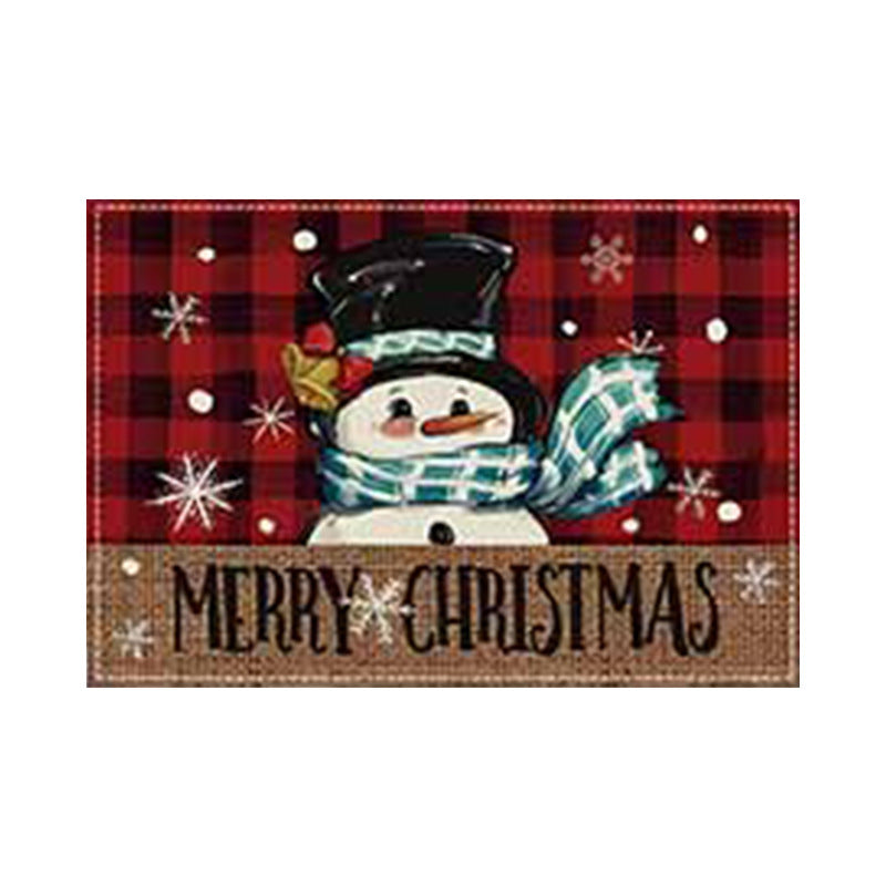 Christmas Snowman Linen Meal Mat Snowflake Grid Printed Table Mat Christmas Party Decoration Insulation Mat Holiday Decoration