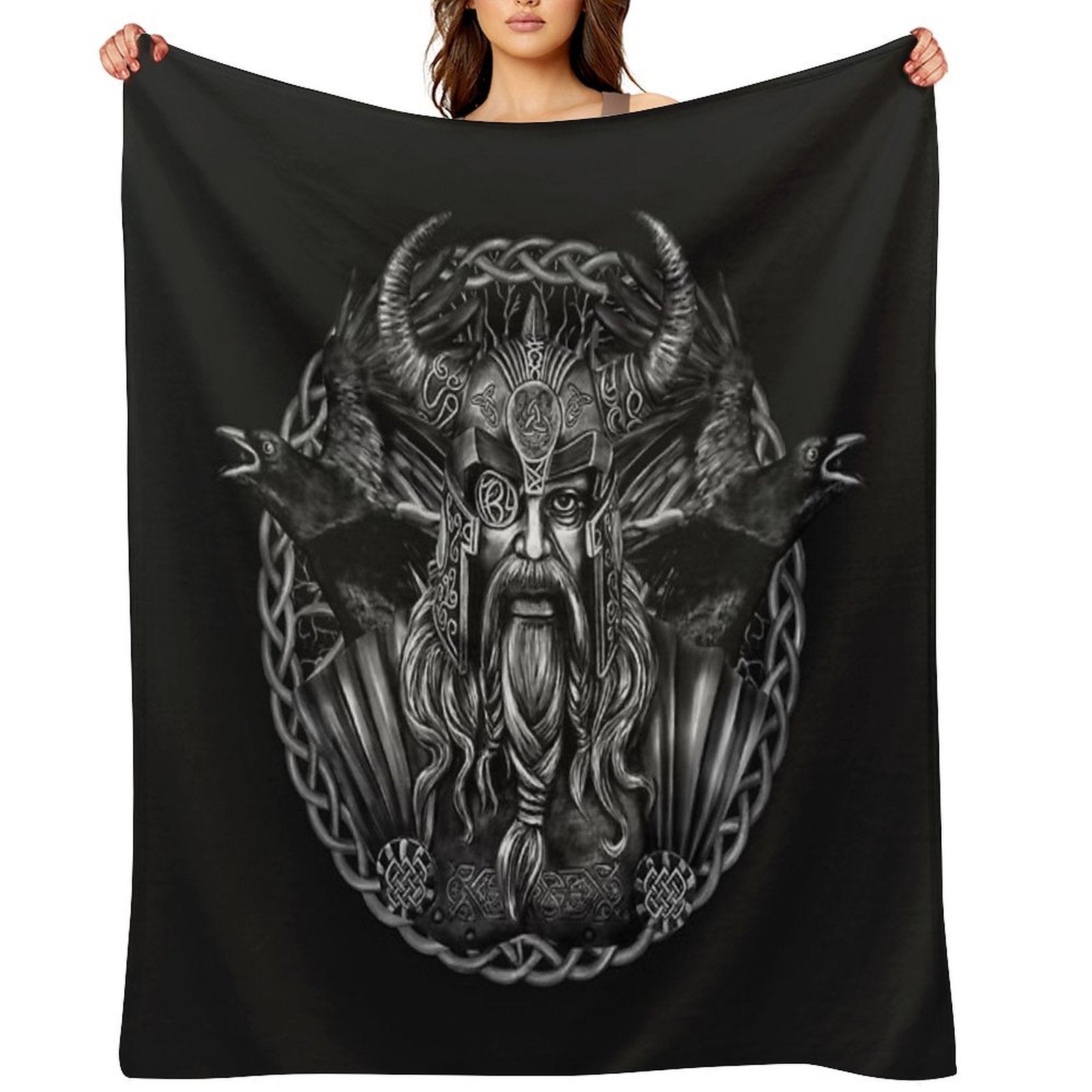 Odin And His Ravens Huginn And Muninn All-season Throw Blanket