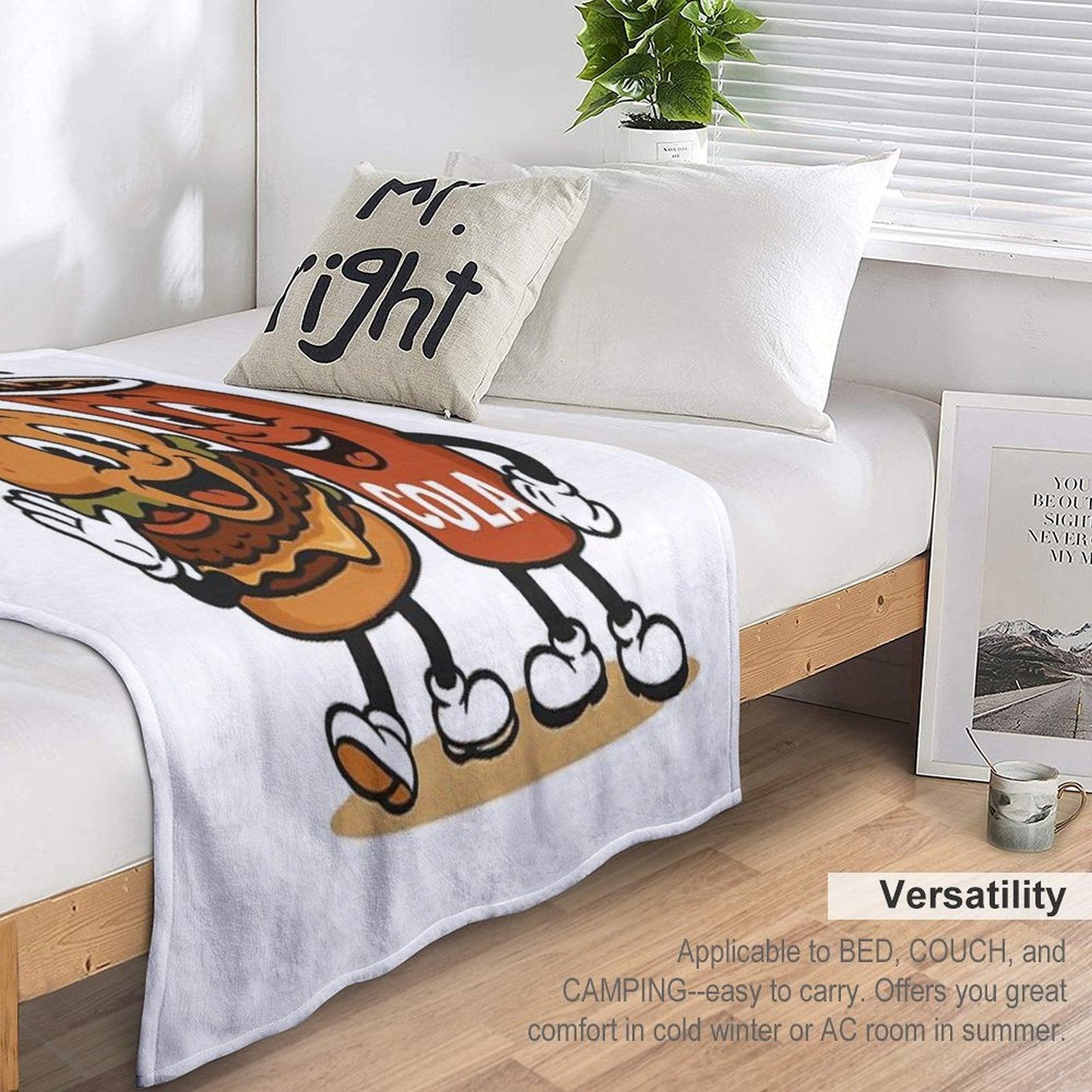 The Perfect Pair Since Forever – Retro Burger & Cola Mascots Throw Blanket