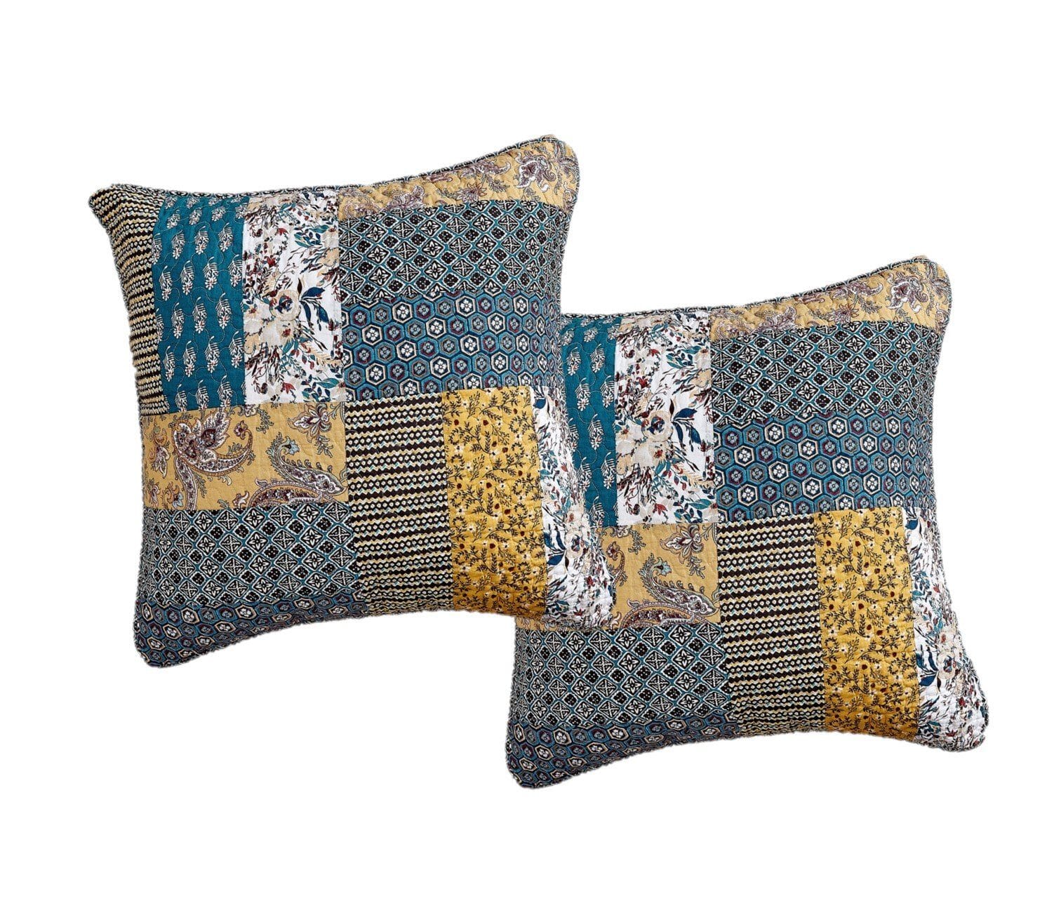DaDalogy Bedding Set of 2 Honey Cove Floral Patchwork Throw Pillow Covers, 18