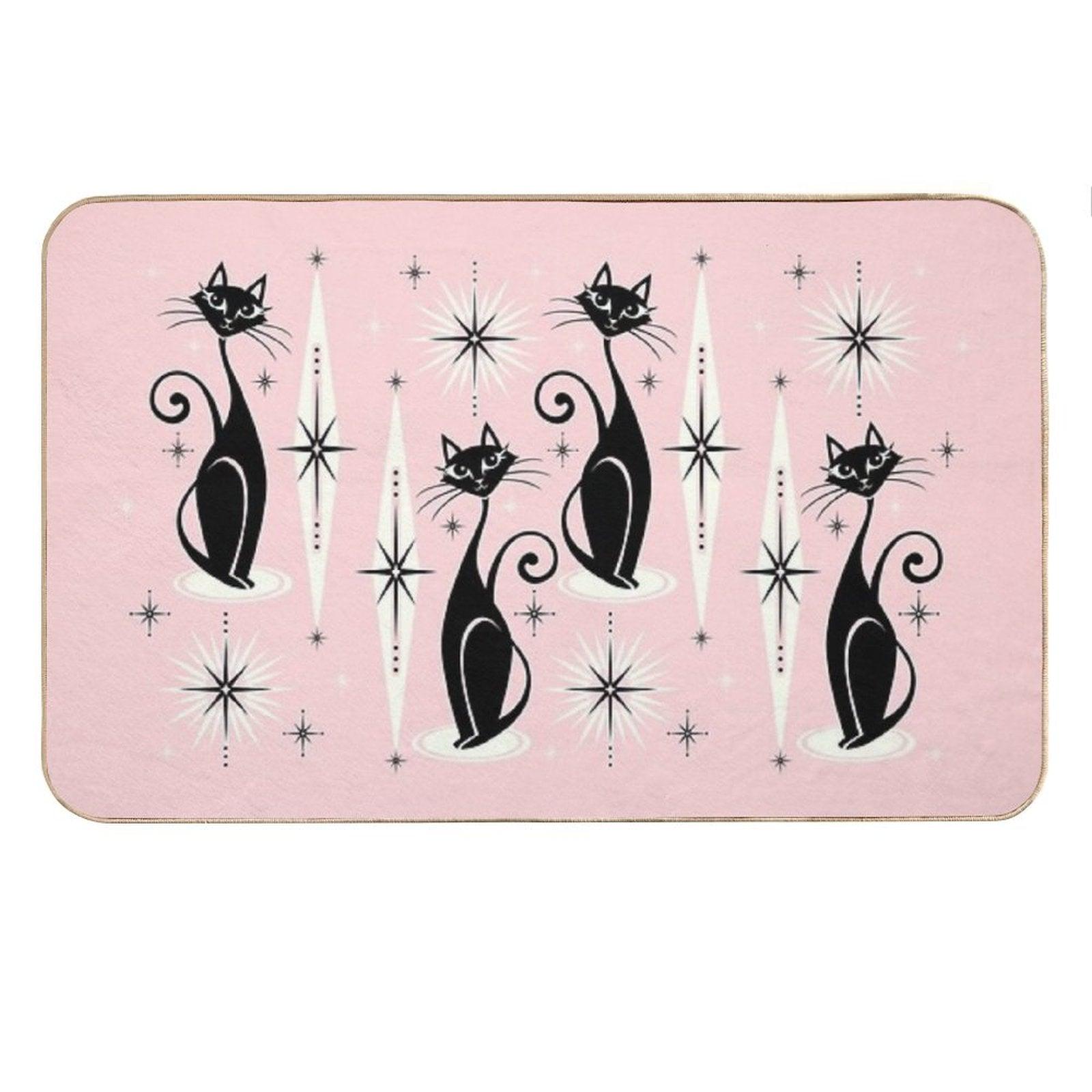 Mid Century Meow Retro Atomic Cats LG ©studioxtine Bath Mat