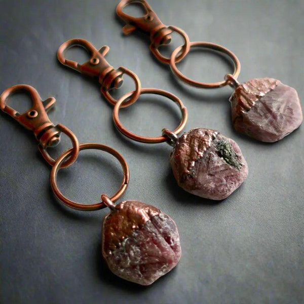 Raw Ruby Keychain - July Birthstone | Handmade by Blackbird & Sage