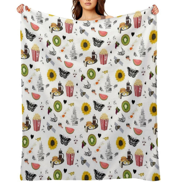 Harry Styles Song Illustration Collage Compact Throw Blanket