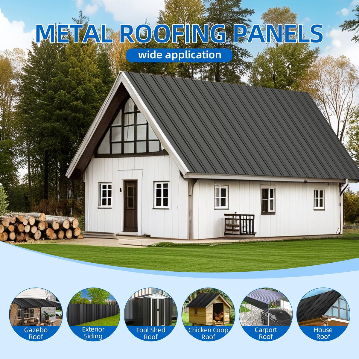 Metal Roof Panel - 61IN Galvanized Waterproof Roof Panels (20 PCS)