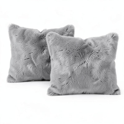 Infinity Home Throw Pillows Faux Fur 18 x 18 Set of 2 Gray Square Home Decor
