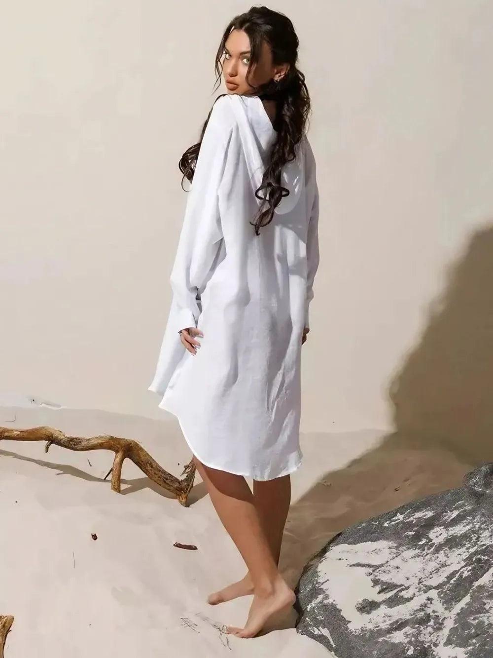 Button Down Hooded Cover-Up