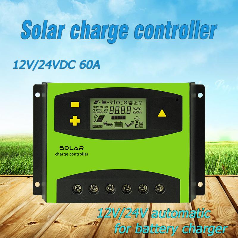 12V 24V 60A 50A 40A 30A  Solar Controller with LCD Function Dual USB 5VDC Output Solar Panel Battery Charge Regulator