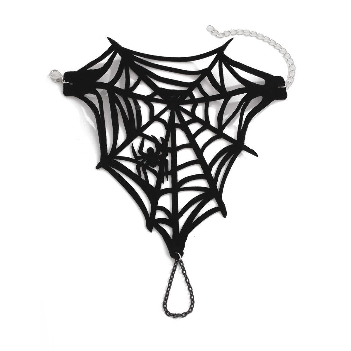 Halloween Finger Mesh Tassel Bracelet Punk Alloy Rose Lace Floral Handmade for Women