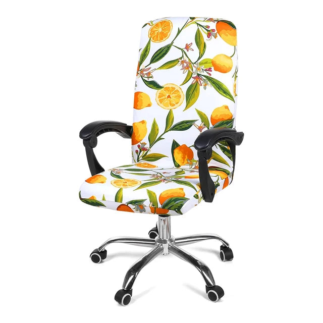 Stretch Printed Computer Office Chair Covers Soft Fit Universal Desk Rotating Slipcovers Removable Washable Anti-Dust Spandex