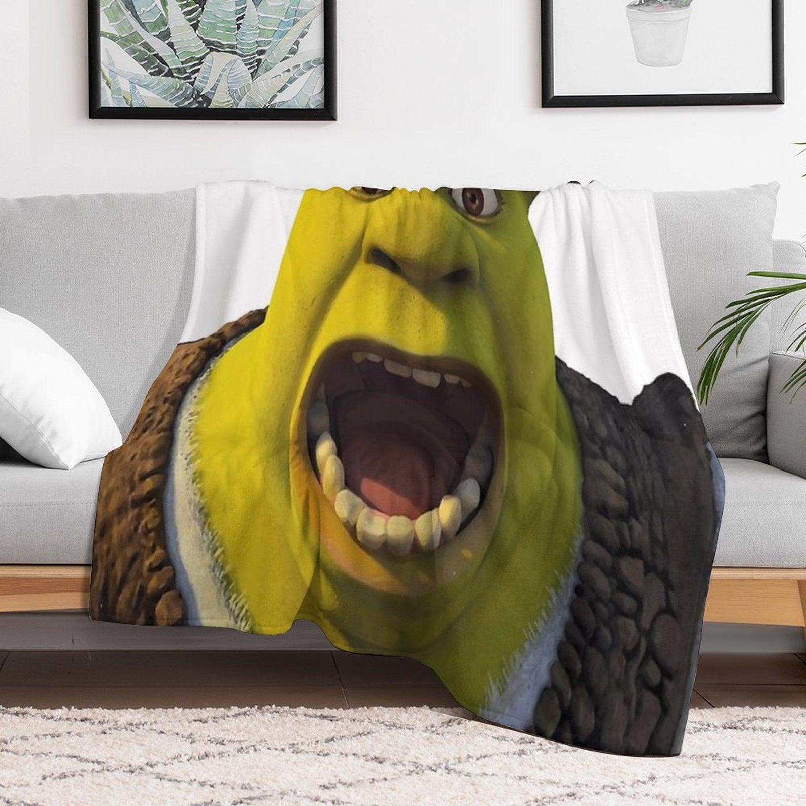 Surprised Shrek Meme Sticker – Funny Ahh! You Just Scared Shrek Decal Throw Blanket