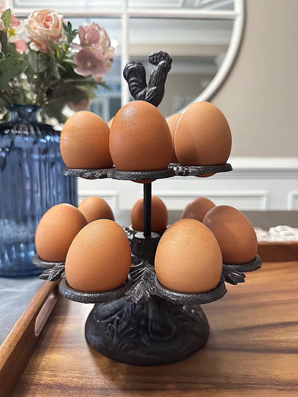 Cast Iron 2 Tier Ornate Egg Holder