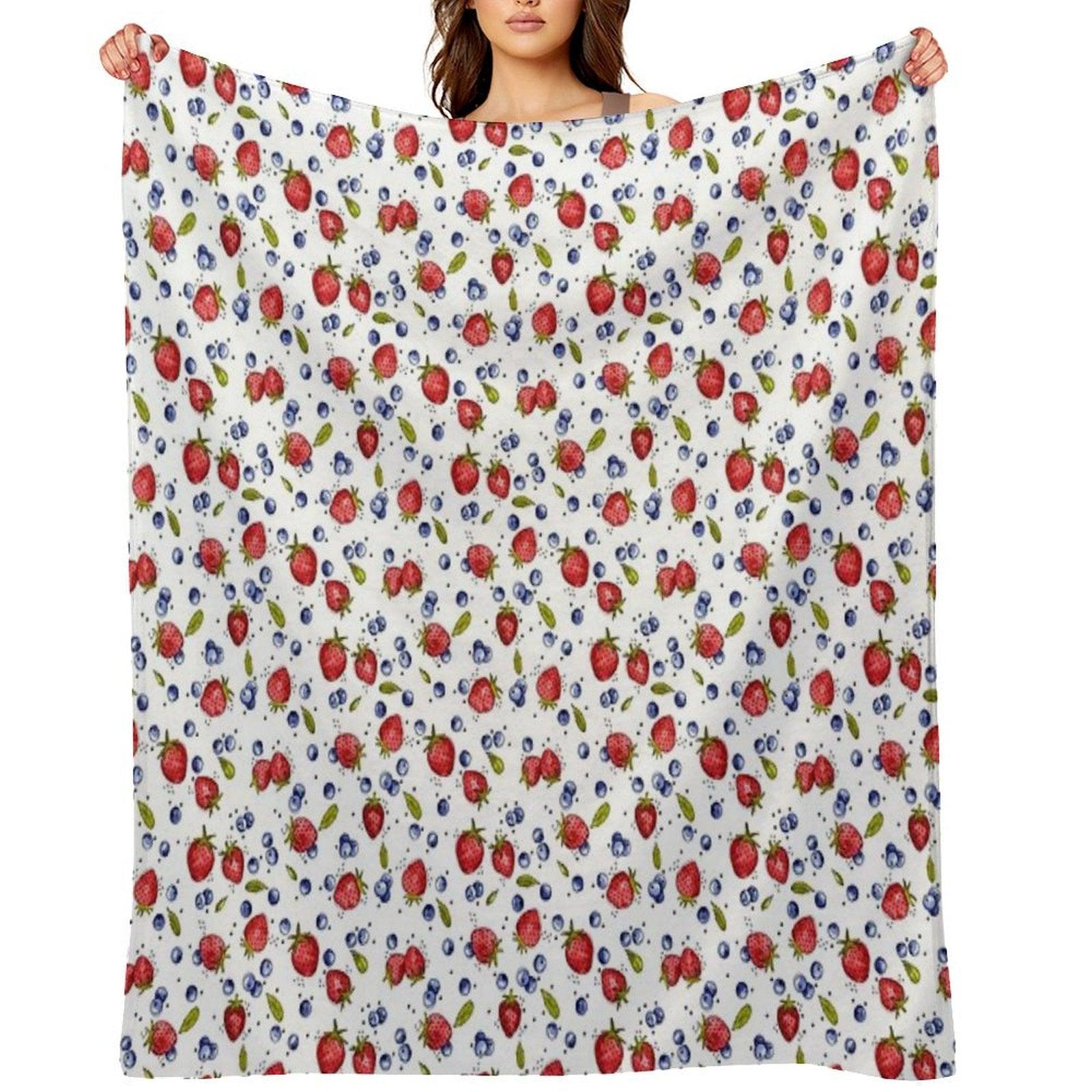 Strawberry, Blueberry, Mint Throw Blanket