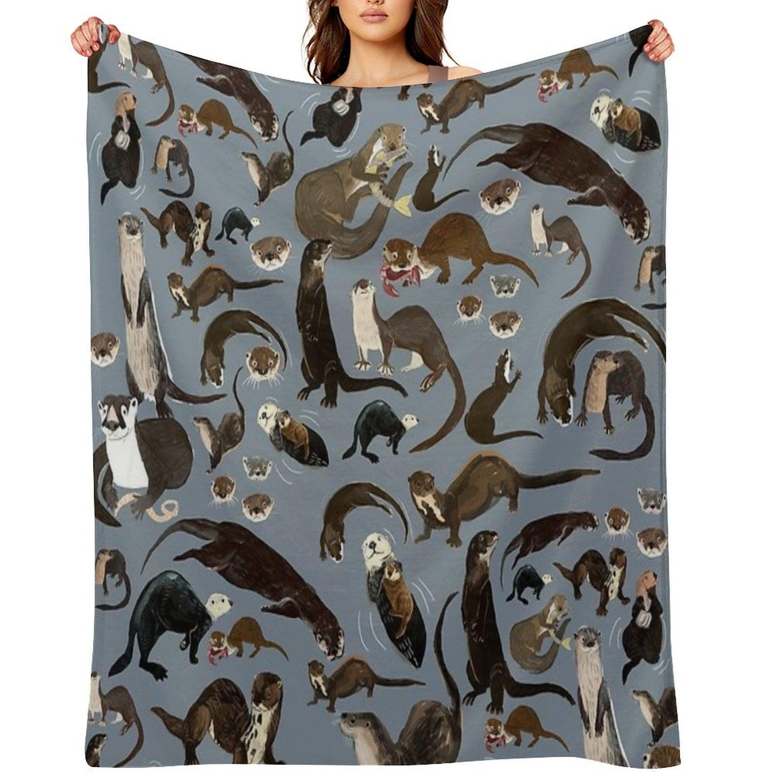 Old World Otters Throw Blanket