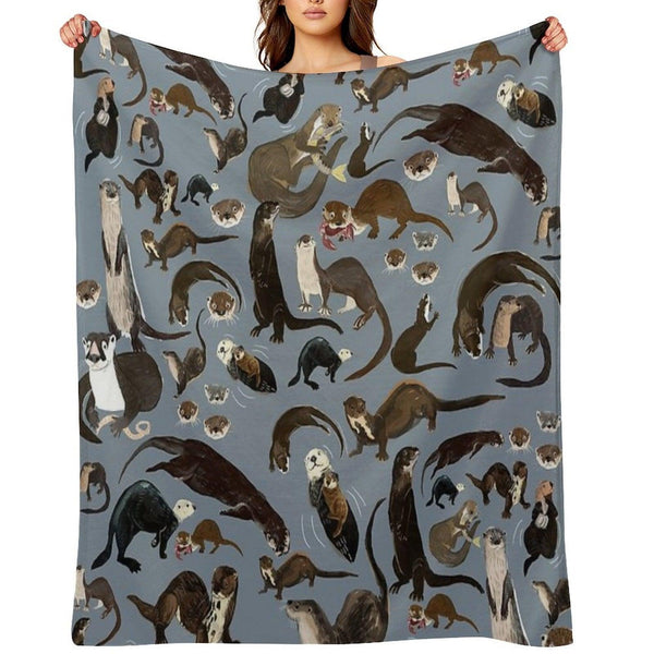 Old World Otters Throw Blanket