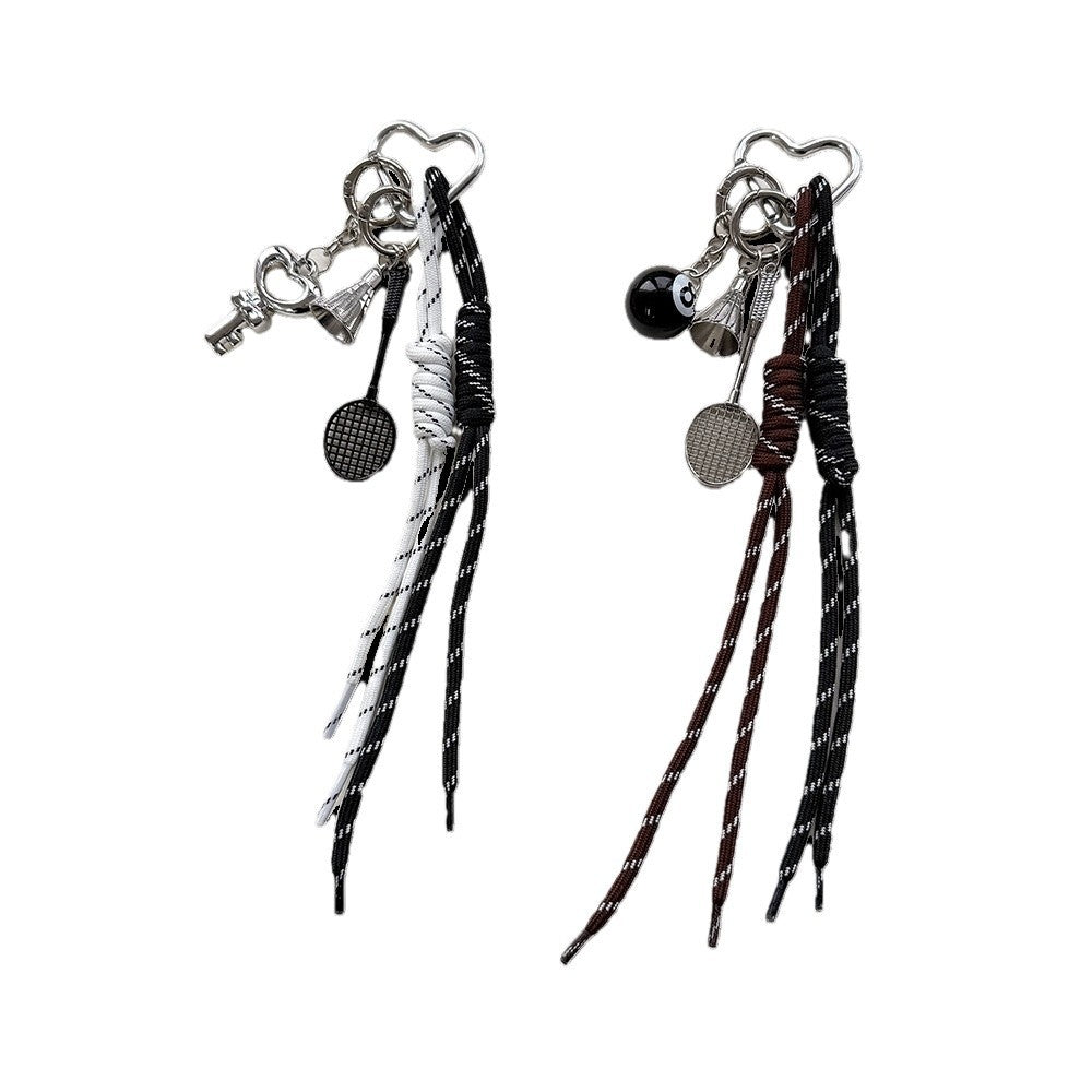 Miu Style Bag Charm Couple Edition Billiard Black 8 Decorative Chain Korean INS Alloy Badminton Climbing Keychain