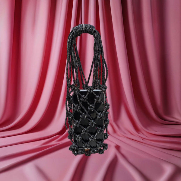 Celeste Crystal Phone Bag – Black